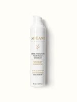 Flacon-pompe blanc de Crème Hydratante Peaux Sensibles ODÉANE, 50 ml, sur fond clair.